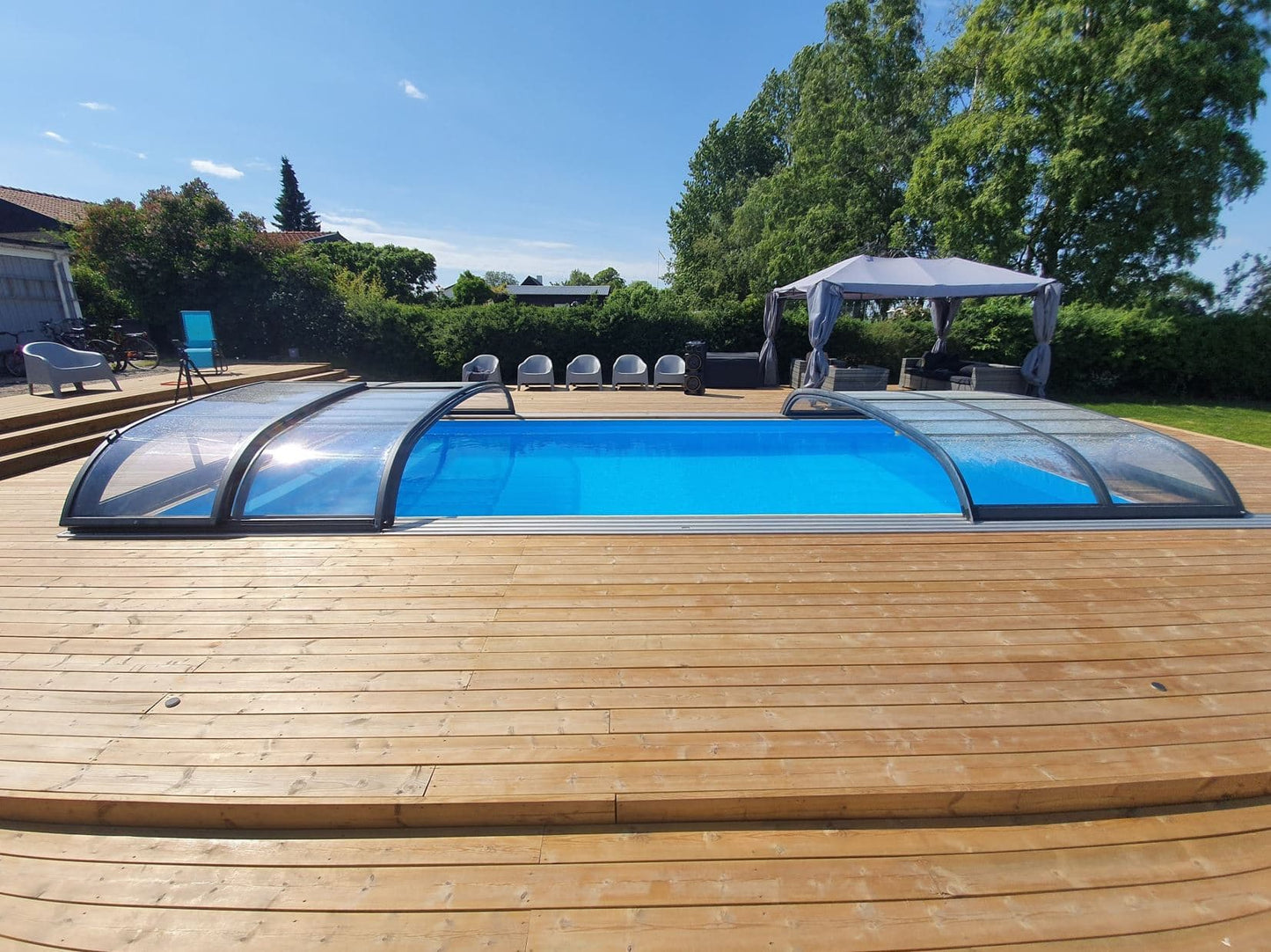 Pooloverdækning NIVO KIT 860B 4×8 (klart glas, sidedør)