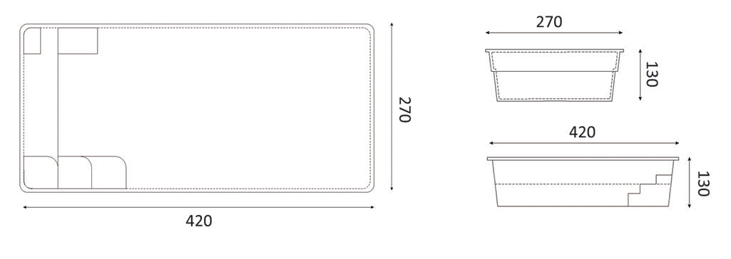 Glasfiberpool Mini Victoria 4,20m x 2,70m x 1,30m