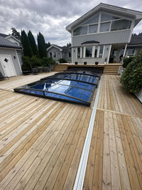 Pooloverdækning Sydney 3,5×3,5 (Enkelt skinne, Antracit)