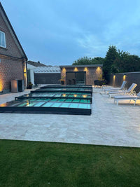 Pooloverdækning ICON KIT S1 3×6 (klart glas, sidedør, enkelt skinne, antracit)