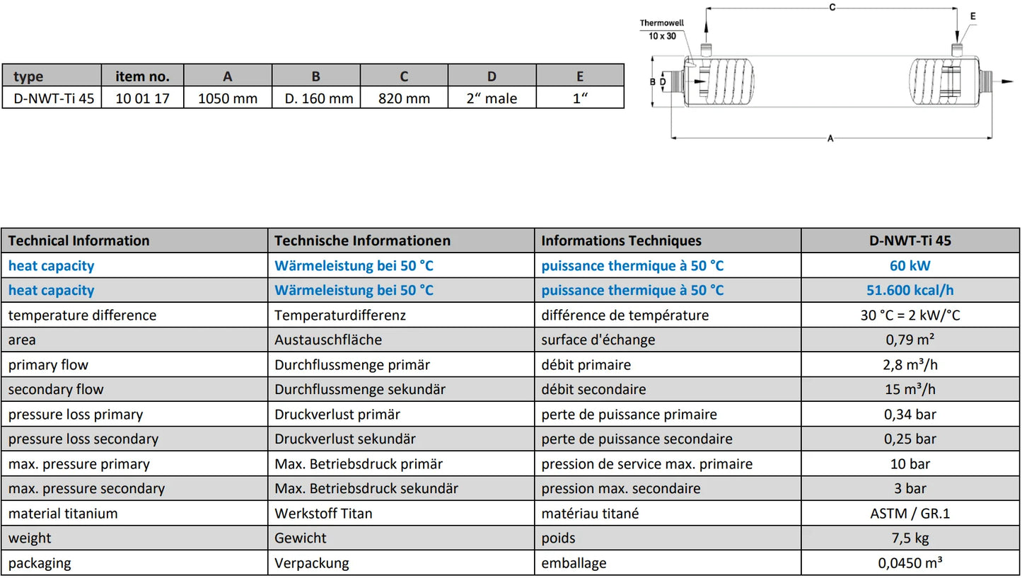 Titan varmeveksler geotermisk 60 kW