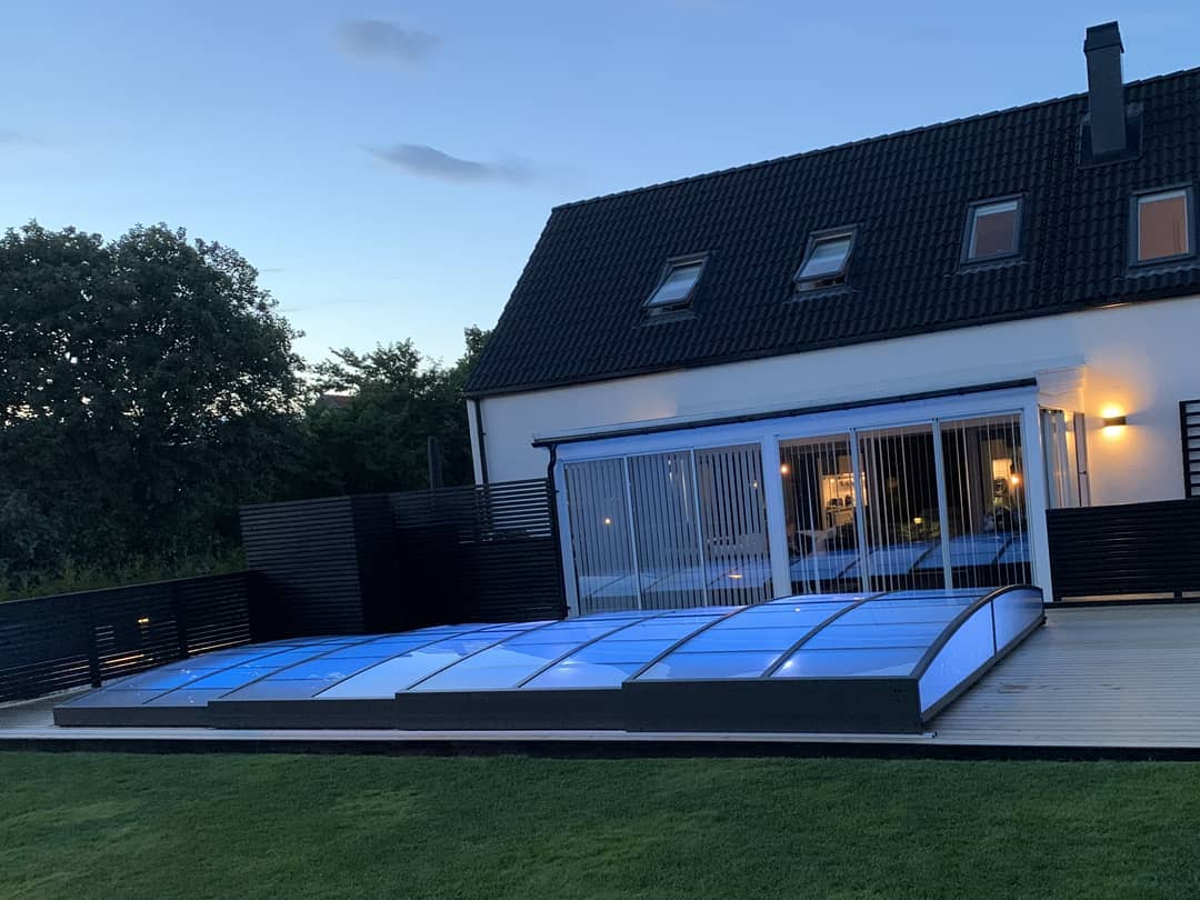 Pooloverdækning Sydney 3×6 (Enkelt skinne, Antracit)