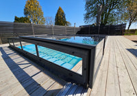 Pooloverdækning ICON KIT S2 4×8 (klart glas, sidedør, enkelt skinne, antracit)