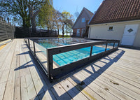 Pooloverdækning ICON KIT S1 3×6 (klart glas, sidedør, enkelt skinne, antracit)